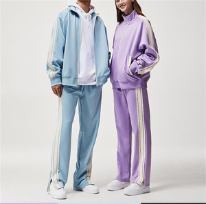 100% survêtement de haute qualité coupe ajustée 2 pièces joggers de sport fermeture éclair personnalisée Style unique imprimé survêtements à rayures latérales pour homme - Product Image 2