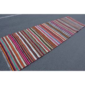 Tapis Ethnique Vintage Turc 3.6X11.5 ft Beige Laine Patchwork Motif Latex Support pour Salon Décor Voiture Utilisation 4m Largeur - Product Image 4