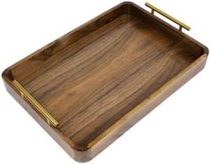 Plato organizador de madera marrón al por mayor de la mejor calidad, bandeja para servir comida, bandeja cuadrada de madera de acacia para servir desayuno - Product Image 2