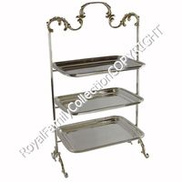 Style classique, design traditionnel, argent de Sheffield, inspiré de la famille royale, 3 supports à gâteaux rectangulaires en métal, décoration de la maison, restaurants
