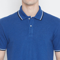 Polo à manches courtes pour homme, couleur bleue unie, 100% coton piqué, style décontracté, respirant, coupe classique