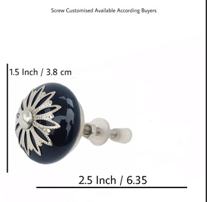 Boutons en céramique noire en filigrane argenté de luxe marocain CK 558 poignées de tiroir pour armoire cuisine commode salle à manger - Product Image 3