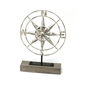 Nouveau Design Fer Métal Base En Bois Forme Ronde Blanc Imprimé Sculpture Élégant Look Moderne Maison Décorative - Product Image 1