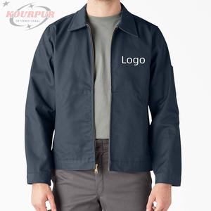 Veste de travail en sergé à logo personnalisé, col en velours côtelé, fermeture éclair sur le devant, vêtement de travail en coton durable, veste en coton épais pour hommes, vente chaude - Product Image 1