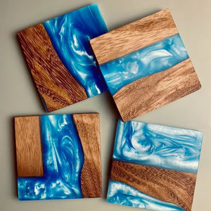 Combinaison de sous-verres en bois de noyer en résine époxy sous-verre de boisson de luxe personnalisé pour la décoration intérieure sous-verre promotionnel - Product Image 1