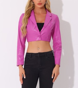 Veste en cuir automne-hiver personnalisée pour femmes avec col tournant solide manches complètes et doublure en satin respirant - Product Image 1