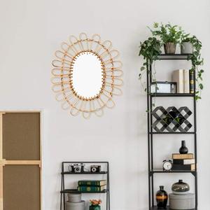 High Good Quality Bamboo Rattan Small Round <b>Mirror</b> <b>Bathroom</b> <b>Mirror</b> Decor Natural Safe Wicker Bedroom Furniture - Product Image 2