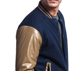 High Quality Slim Fit Bomber Varsity <strong>Jacket</strong> Wool and Leather Sleeves Hooded Collar Letterman Style <strong>Handmade</strong> in Pakistan - Product Image 4