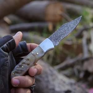 Cuchillo Plegable Damasco Hecho a Mano al por Mayor con Mango de Estilo, Grado Industrial OEM, para Campismo al Aire Libre, Personalizado con Funda - Product Image 2