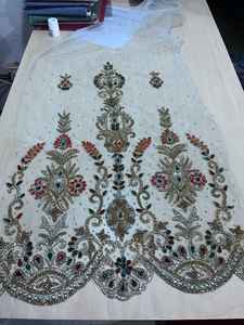 Encaje de Cuentas Hecho a Mano de la Mejor Calidad, Encaje de Cuentas de Lujo, Tela de Encaje con Lentejuelas Africanas Francesas para Vestido de Novia - Product Image 3