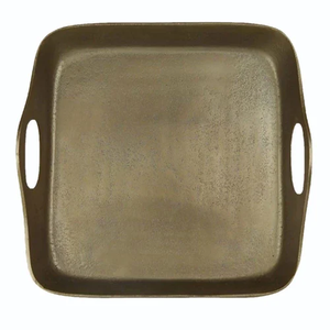 Style luxueux maison décorative décor de Table Rectangle métal poli poignée plateau nourriture fête aluminium plateau de service - Product Image 2