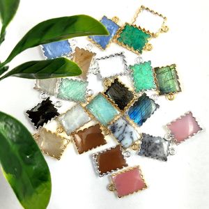 Pendentifs Rectangle Opale Rose 16x12mm Zig Zag Bord Tranche Charmes Or Électrolytique pour Enfants Prix de Gros - Product Image 2