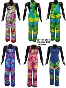 SK NOOR SONS PRESENTS Bohemian Tie-Dye Jumpsuit Algodón de alta calidad Loose Fit Cierre de botones Transpirable Verano Calidad de exportación - Product Image 2