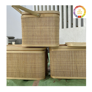 Cesta de Picnic de bambú de alta calidad, caja de regalo tejida hecha a mano de estilo Vintage para almacenamiento de fiesta de boda y decoración del hogar - Product Image 6