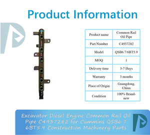 Tubería de Aceite Common Rail para Motor Diésel de Excavadora C4937282 para QSB6.7 6BT5.9, Piezas de Maquinaria de Construcción, 3 Meses de Garantía - Product Image 3
