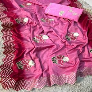 Designer Chinon avec Gota Patti Work Saree Femme Fabricant et fournisseur de mode de Surat au taux le plus bas - Product Image 1