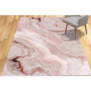 Tapis imprimé marbre abstrait, rose, moderne, design à l'encre d'alcool, avec poils doux - Product Image 2