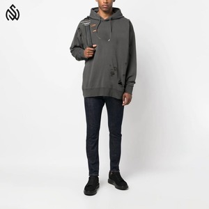 Sweat à capuche avec impression personnalisée pour hommes pullover Streetwear Style 100% coton léger sweats à capuche stressés - Product Image 3