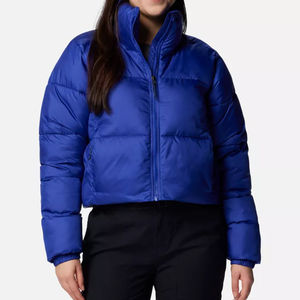 Veste matelassée courte confortable pour femme Clematis Blue OEM, fermeture éclair intégrale, veste à bulles respirante et d'hiver pour femme - Product Image 1