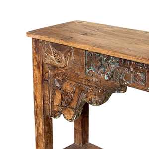 Handmade Carved <b>Console</b> <b>Table</b> Luxury and Rustic Solid Wood and <b>Marble</b> Furniture for Living Room Entry Villa Bedroom - Product Image 4