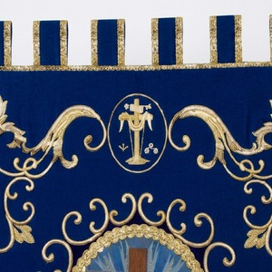 Custom Blue Velvet Church <b>Banner</b> Hand Embroidered Gold Liturgical Processional Standard <b>Banner</b> - Product Image 4