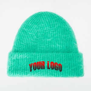 หมวกผ้าโมแฮร์สำหรับผู้ชายหมวกฮิปฮอปผ้าแจ็คการ์ดถักสำหรับผู้ชายหมวกฮิปฮอปฤดูหนาวโลโก้ตามสั่ง - Product Image 3