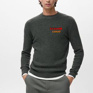 Suéter de Invierno Cálido para Hombre, Cuello Redondo, Ajuste Regular, Tejido de Punto 100% Algodón, Transpirable, Color Sólido, Color Personalizado, Precio al por Mayor - Product Image 1