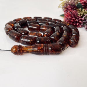 Perles de prière islamiques massives en ambre rouge cognac foncé, chapelet vintage en ambre de la Baltique 33 perles, 206 grammes - Product Image 2