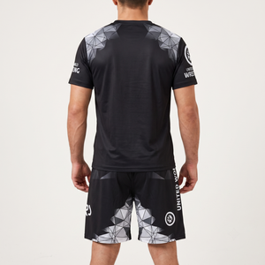 Ensemble 2 pièces d'uniforme de lutte personnalisé en polyester sublimé pour hommes - Tenue d'entraînement MMA à manches courtes avec logo personnalisé - Product Image 2
