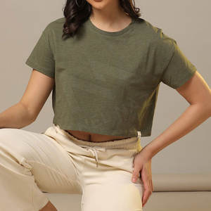 ผู้หญิงระบายอากาศผ้าฝ้ายพืชเสื้อยืดออกแบบเองระบายอากาศขายส่งราคาต่ําพืชเสื้อทีคุณภาพสูง - Product Image 2