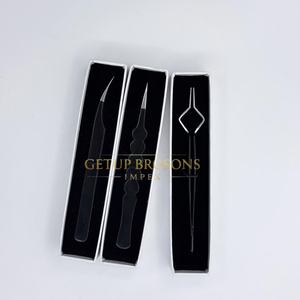 Pinzas para Extensión de Pestañas de Acero Inoxidable, Pinzas de Aislamiento con Punta de Fibra, Recubrimiento en Polvo Negro Brillante, Herramienta Profesional para Pestañas - Product Image 5