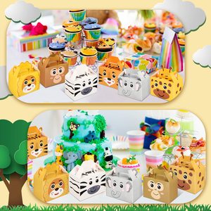 Zoo animaux anniversaire traiter boîtes bonbons Goodie coffrets cadeaux pour bébé douche garçon fille enfant Jungle thème fête fournitures - Product Image 5