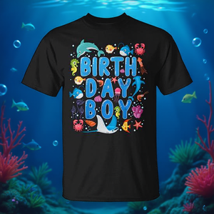 T-shirt pour garçon sur le thème des animaux marins pour fête d'anniversaire, produit promotionnel pour enfants - Product Image 3