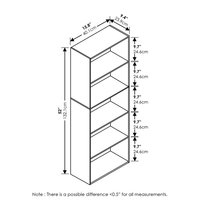 Étagère en bois blanc pour décor à la maison, étagère de rangement en cube de livres, étagère ouverte, bibliothèque étroite à 5 niveaux