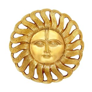Métal Maison Vastu Soleil Surya Visage Tenture Cuivre Visage Murti Idol Statue Tentures Murales - Product Image 3