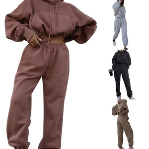 Sweat à capuche chaud et pantalon pour femmes costume grand costume de sport ensemble de tenue de travail un survêtement pour femmes costumes formels pour filles - Product Image 6