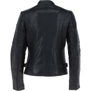 Veste en cuir automne hiver personnalisée pour femmes haut tendance solide col tournant manches longues respirant doublure en Satin teint uni - Product Image 3