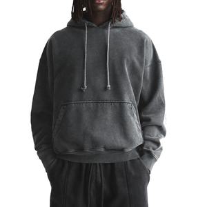 เสื้อฮู้ดผ้าฝ้ายโอเวอร์ไซส์สำหรับผู้ชายเสื้อฮู้ดผ้าฝ้ายพิมพ์ลายฟอกสีแนววินเทจสำหรับผู้ชาย - Product Image 1