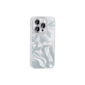 Étui de luxe ATA Esila avec strass et diamants pour iPhone 15 Pro, coque en silicone antichoc avec airbag - Blanc - Product Image 2