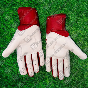 ถุงมือเบสบอลหนังสำหรับผู้ใหญ่ถุงมือเบสบอลแบบสวมข้อมือยาวสีขาวและสีน้ำตาลแดงผลิตตามสั่ง - Product Image 5
