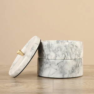 Caja de almacenamiento de joyería de mármol con tapa de Color dorado de metal Forma cuadrada de calidad de lujo Estuche de joyería para uso de mujeres Almacenamiento de joyas - Product Image 5