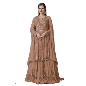 Georgette-ropa de boda de alta calidad para mujer, de último diseñador, con papel de aluminio bordado, a la moda - Product Image 1