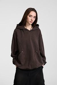 Sudadera con capucha de lavado ácido de gran tamaño para hombres, ropa de calle Vintage personalizada, sudaderas con capucha, suministro de ropa a granel de fábrica - Product Image 2