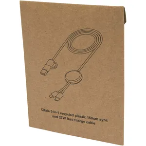 Cable 5 en 1 de 150 cm, de Plástico Reciclado, para Sincronización de Datos y Carga Rápida de 27 W, Gadget USB Promocional - Product Image 3