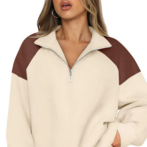 Sudadera con capucha de media cremallera para mujer, de algodón y poliéster, a prueba de viento, transpirable, estilo casual y moderno, tallas grandes, ideal para invierno. ¡Venta caliente! - Product Image 5