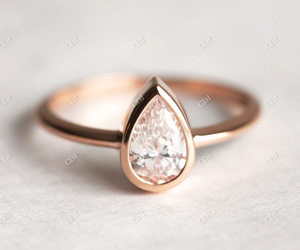 Poire coupe Moissanite Solitaire bague de fiançailles 10K or rose Vintage bague d'anniversaire de mariage VVS clarté GRA certifié dames - Product Image 4