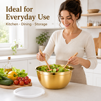 Ensemble de 6 bols mélangeurs en acier inoxydable OEM avec couvercles, antidérapants, résistants à la chaleur, pour la préparation de salades, la pâtisserie et la cuisine