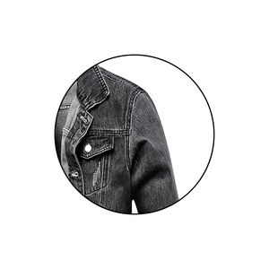 Veste en Jean d'Hiver Style High Street pour Homme Marque Déchirée Casual Denim Flight Jacket Hip Hop Street-Wear pour Hommes - Product Image 4