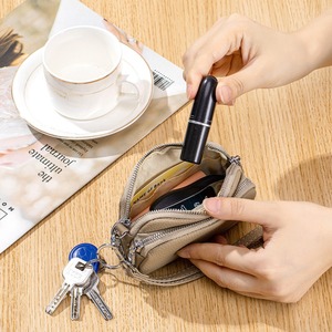 Ando Bag Monedero de cuero genuino de vaca para mujer con doble cremallera, cartera pequeña de muñeca con llavero - Product Image 6