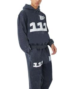 ชุดวอร์มผ้าฟลีซสำหรับผู้ชายเสื้อมีฮู้ดฟอกสีแบบวินเทจขนาดใหญ่มีโลโก้ตามสั่งมาใหม่2025 - Product Image 5